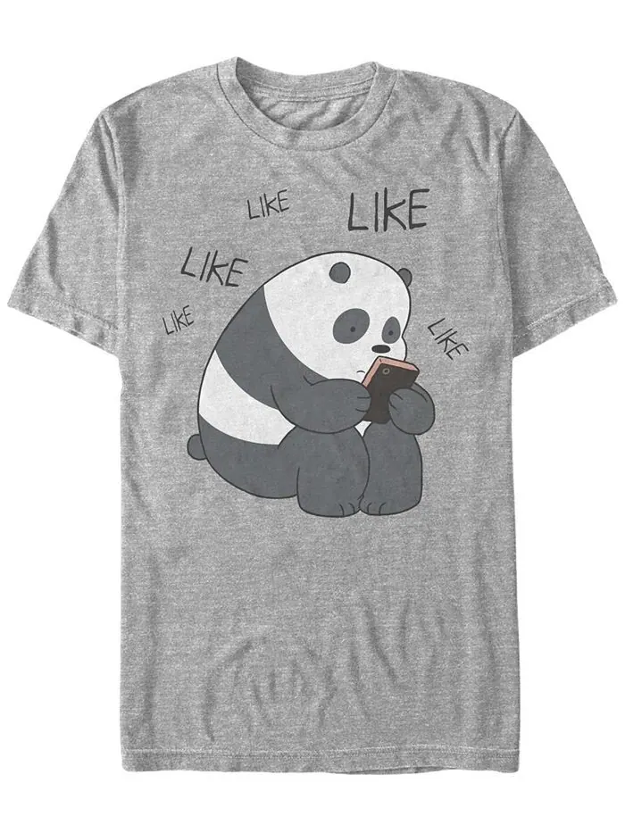Мужская футболка с короткими рукавами We Bare Bears Like Like Texting Fifth Sun — изображение 1 из 1, серый