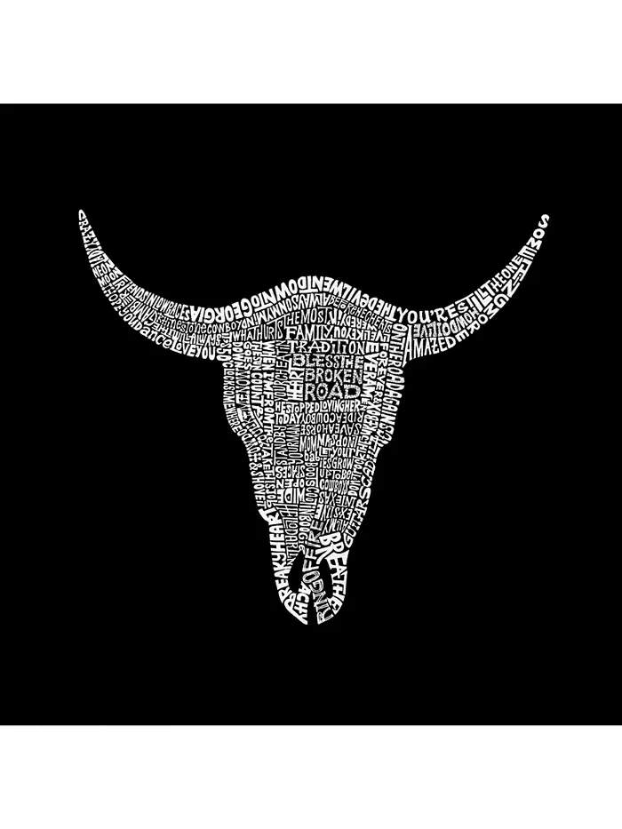 Мужская худи с капюшоном и принтом - Cowskull Country Hits LA Pop Art — изображение 2 из 2, темный серый