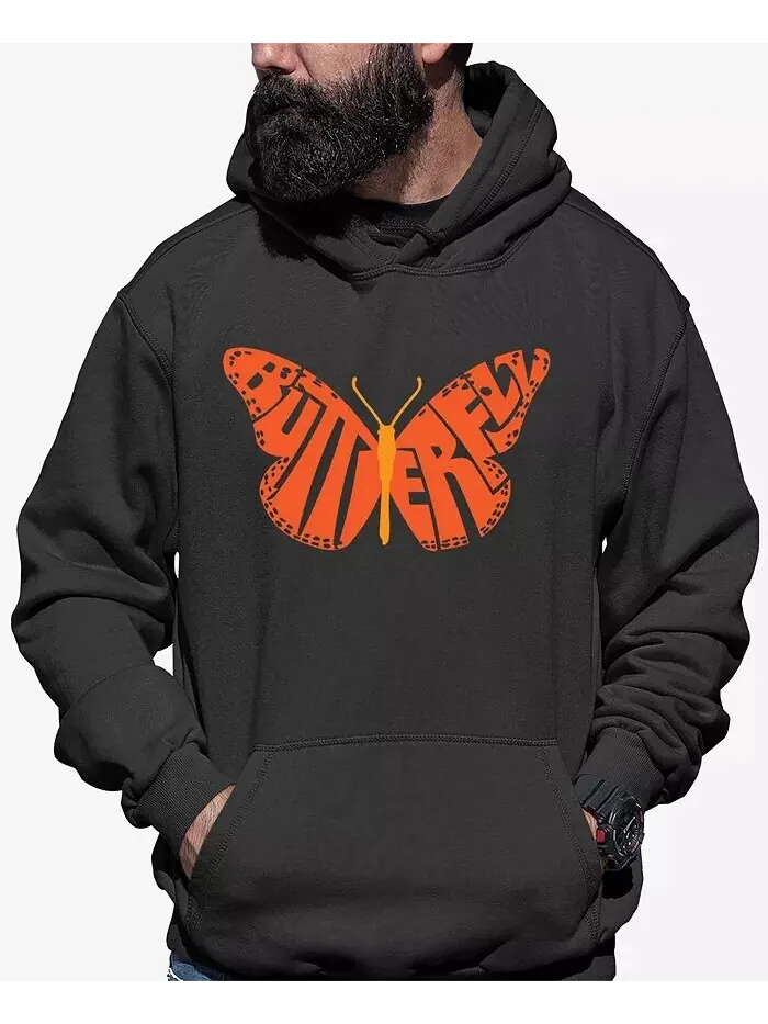Butterfly - Мужская толстовка с капюшоном Word Art LA Pop Art — изображение 6 из 7, черный