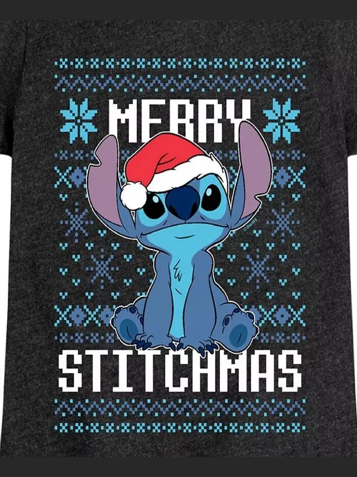 Футболка с коротким рукавом с принтом Big Girls Stitchmas Disney — изображение 3 из 3, черный