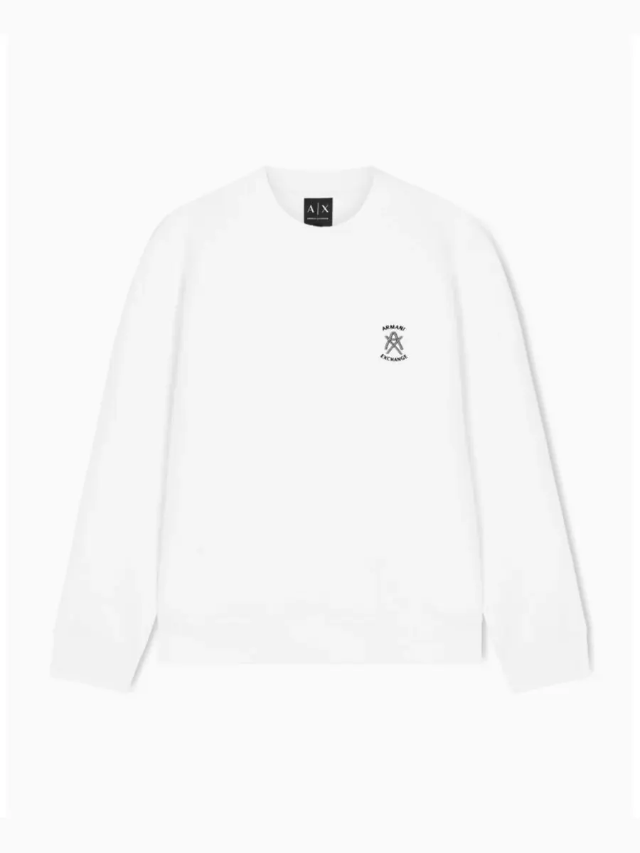 Мужская толстовка с графическим принтом и круглым вырезом A|X Armani Exchange — изображение 4 из 4, белый
