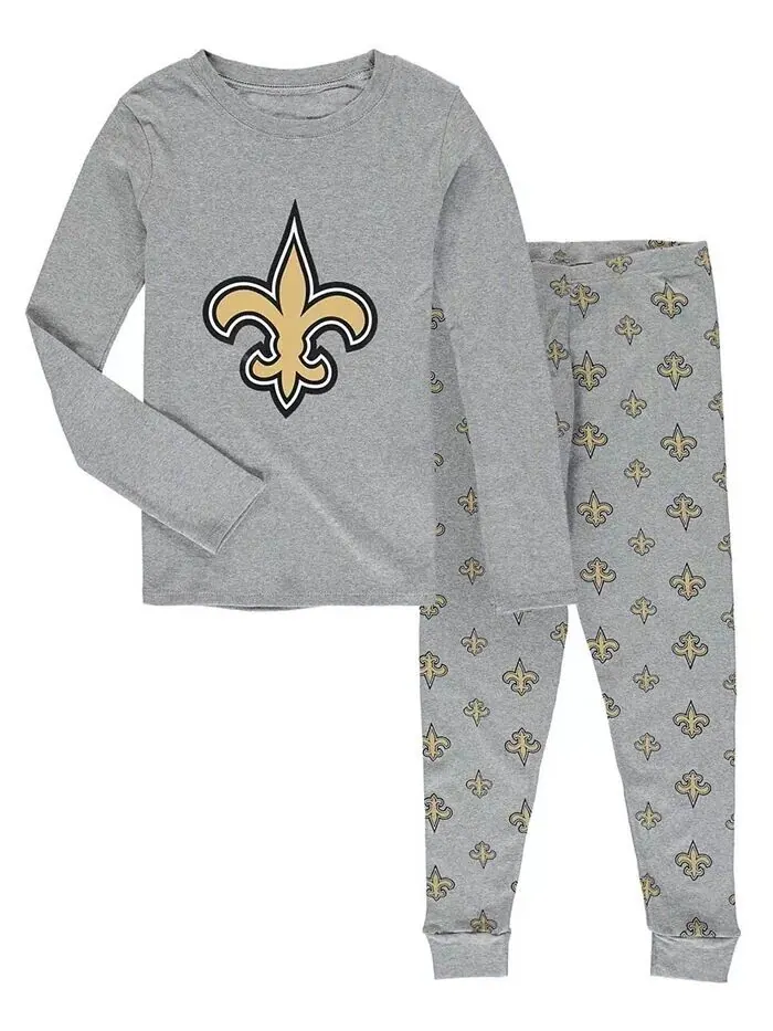 Футболка и штаны для сна с длинными рукавами New Orleans Saints для маленьких мальчиков — изображение 1 из 1, серый