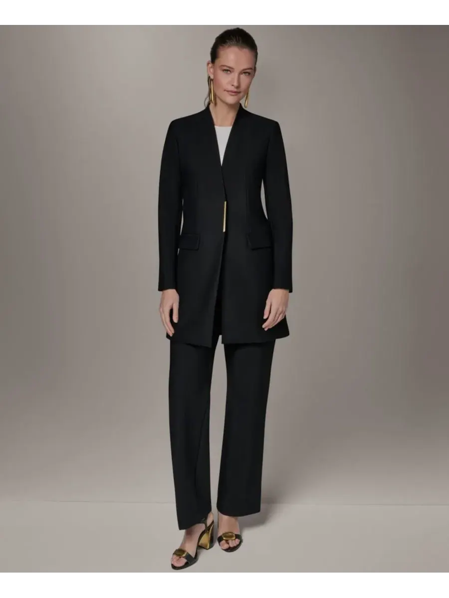 Небольшой блейзер без воротника Donna Karan New York — изображение 1 из 10, черный
