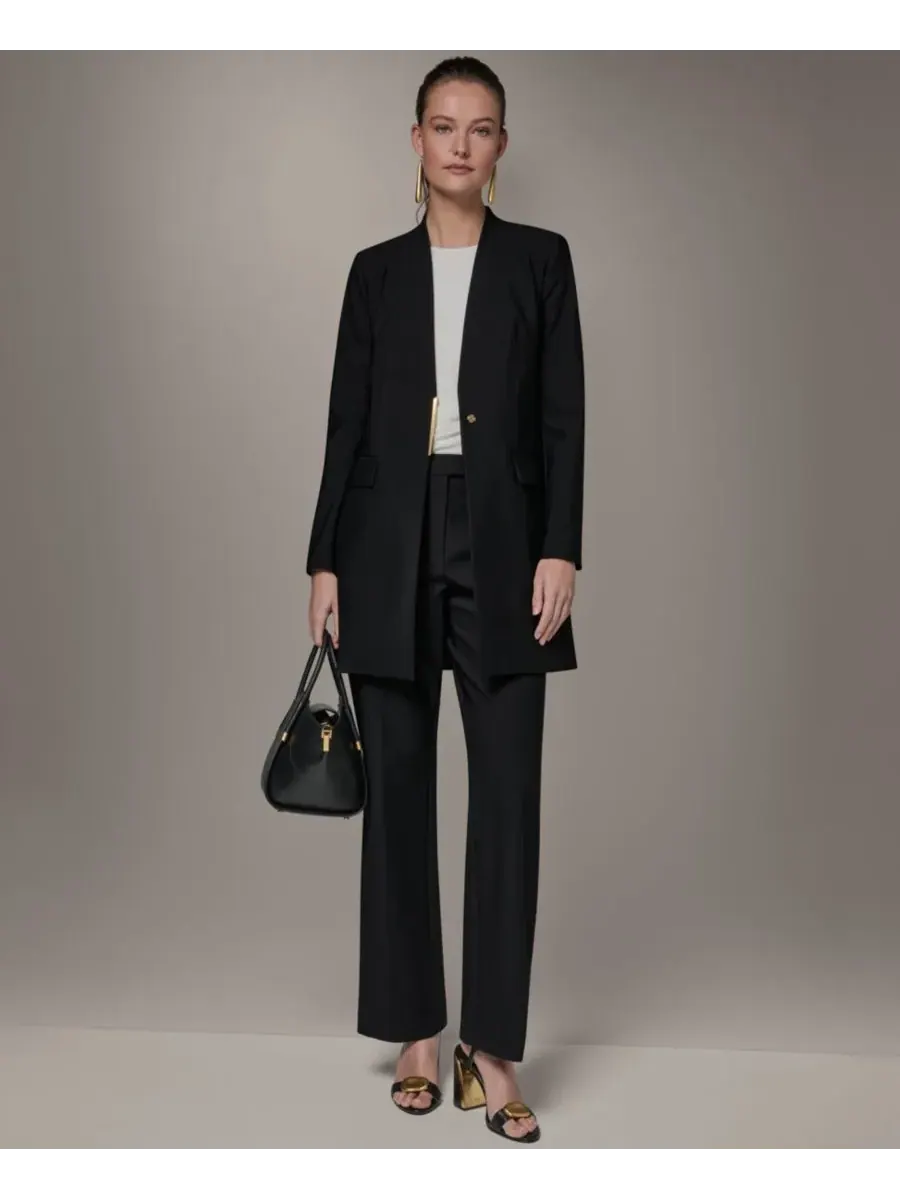 Небольшой блейзер без воротника Donna Karan New York — изображение 2 из 10, черный