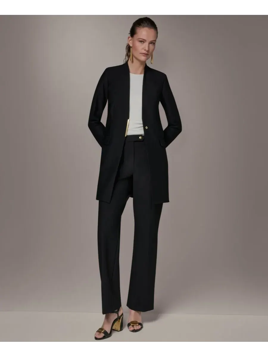 Небольшой блейзер без воротника Donna Karan New York — изображение 3 из 10, черный