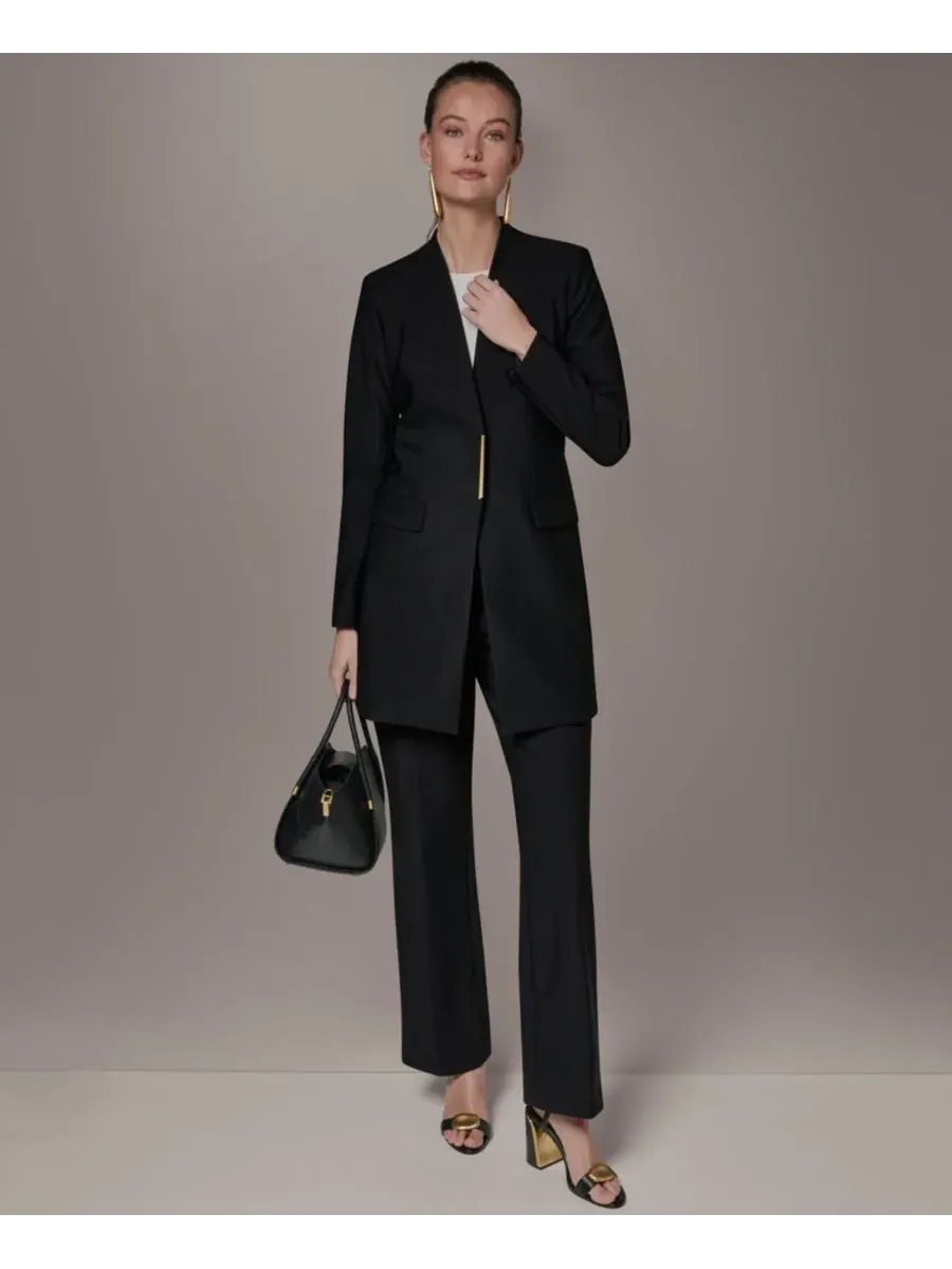 Небольшой блейзер без воротника Donna Karan New York — изображение 4 из 10, черный
