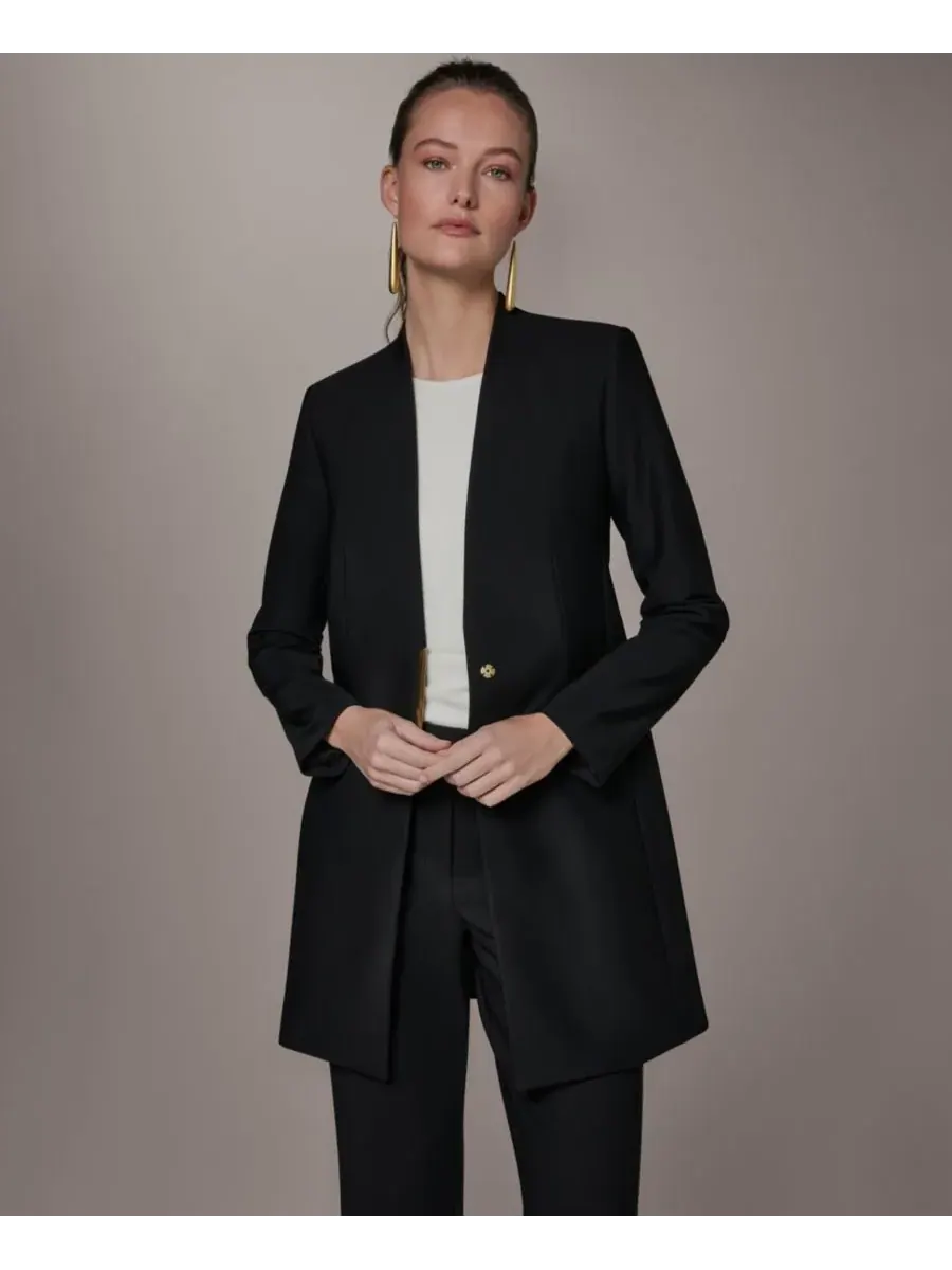 Небольшой блейзер без воротника Donna Karan New York — изображение 5 из 10, черный