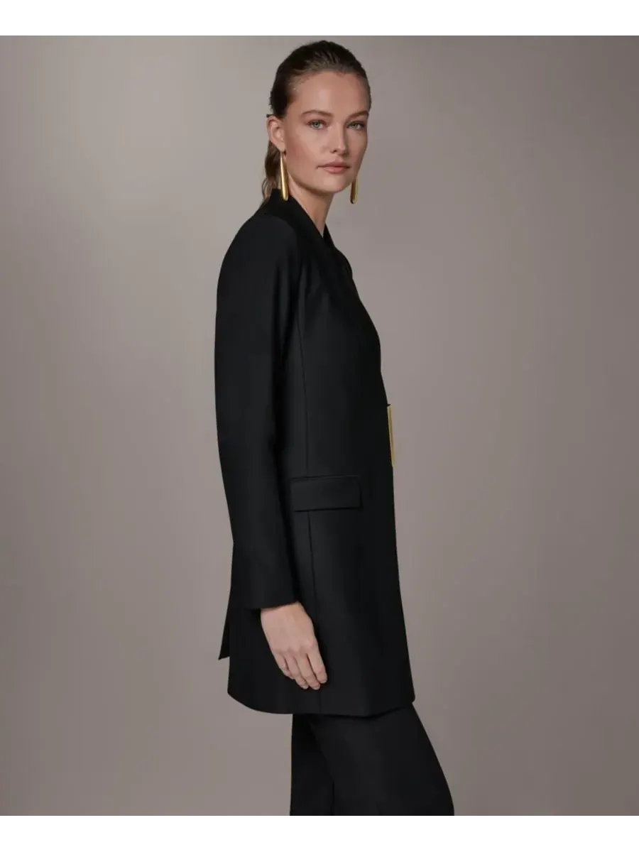 Небольшой блейзер без воротника Donna Karan New York — изображение 7 из 10, черный