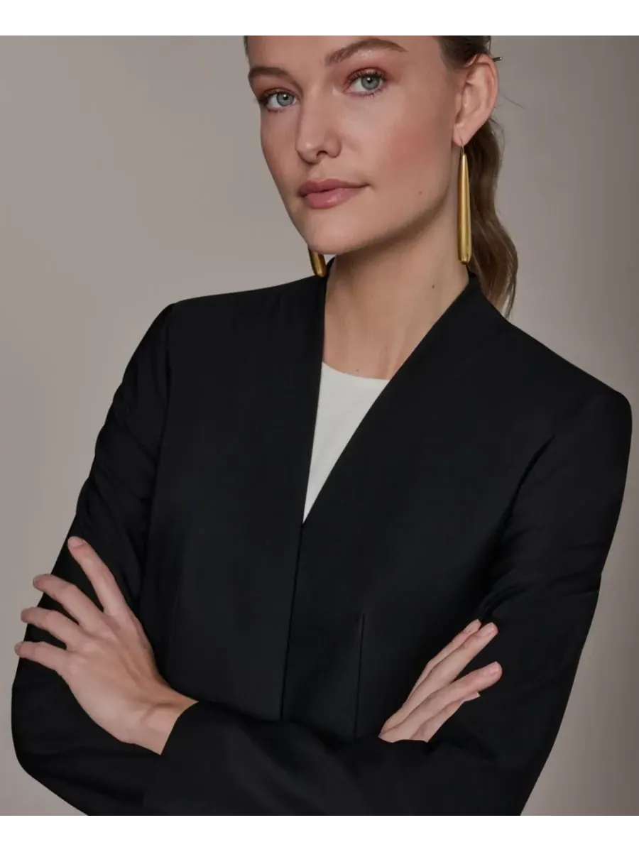 Небольшой блейзер без воротника Donna Karan New York — изображение 8 из 10, черный