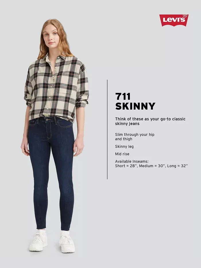 Женские джинсы 711 Mid Rise Stretch Skinny Levi's — изображение 5 из 5, индиго светлый