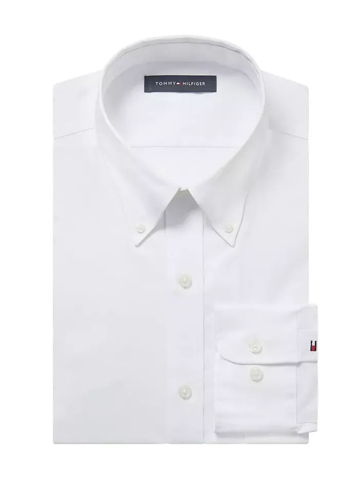 Мужская рубашка-рубашка TH Flex Regular Fit Wrinkle Stretch Pinpoint Oxford, устойчивая к складкам — изображение 3 из 6