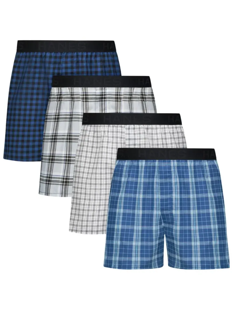 Hanes Мужские боксеры Ultimate с принтом, комплект из 4 штук — изображение 1 из 5, разноцветный