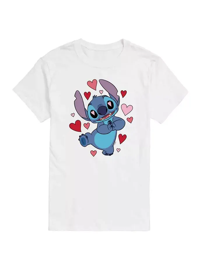 Мужская футболка с коротким рукавом Lilo Stitch ко Дню святого Валентина AIRWAVES — изображение 1 из 3, белый