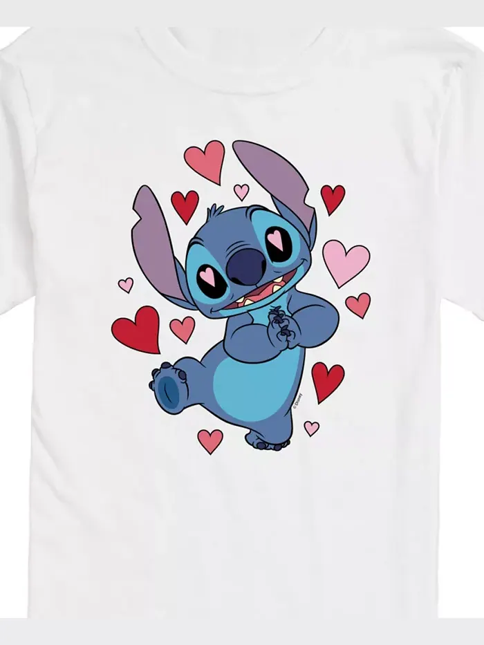 Мужская футболка с коротким рукавом Lilo Stitch ко Дню святого Валентина AIRWAVES — изображение 3 из 3, белый