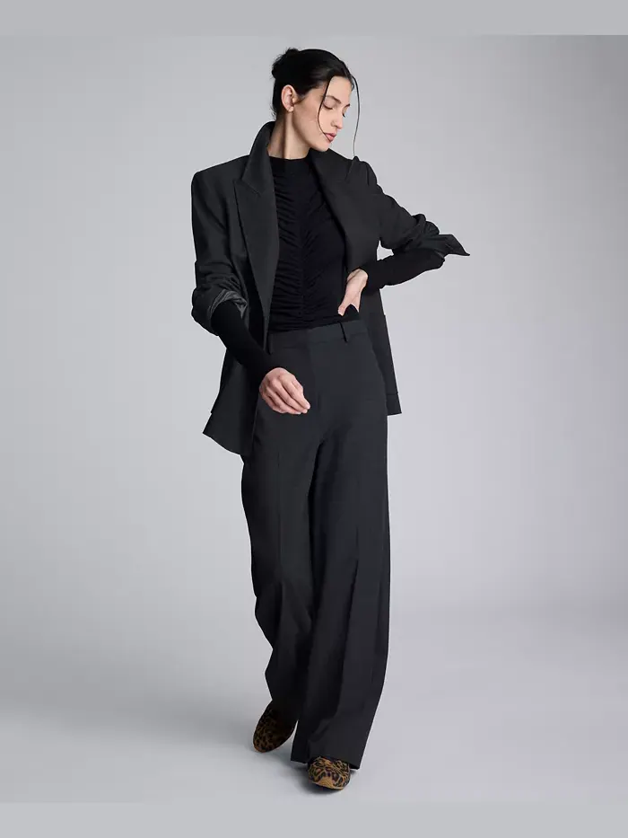 Женский топ с длинными рукавами и сборками спереди Kenneth Cole — изображение 2 из 3, черный