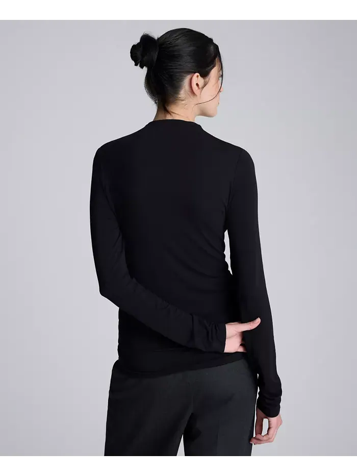 Женский топ с длинными рукавами и сборками спереди Kenneth Cole — изображение 3 из 3, черный