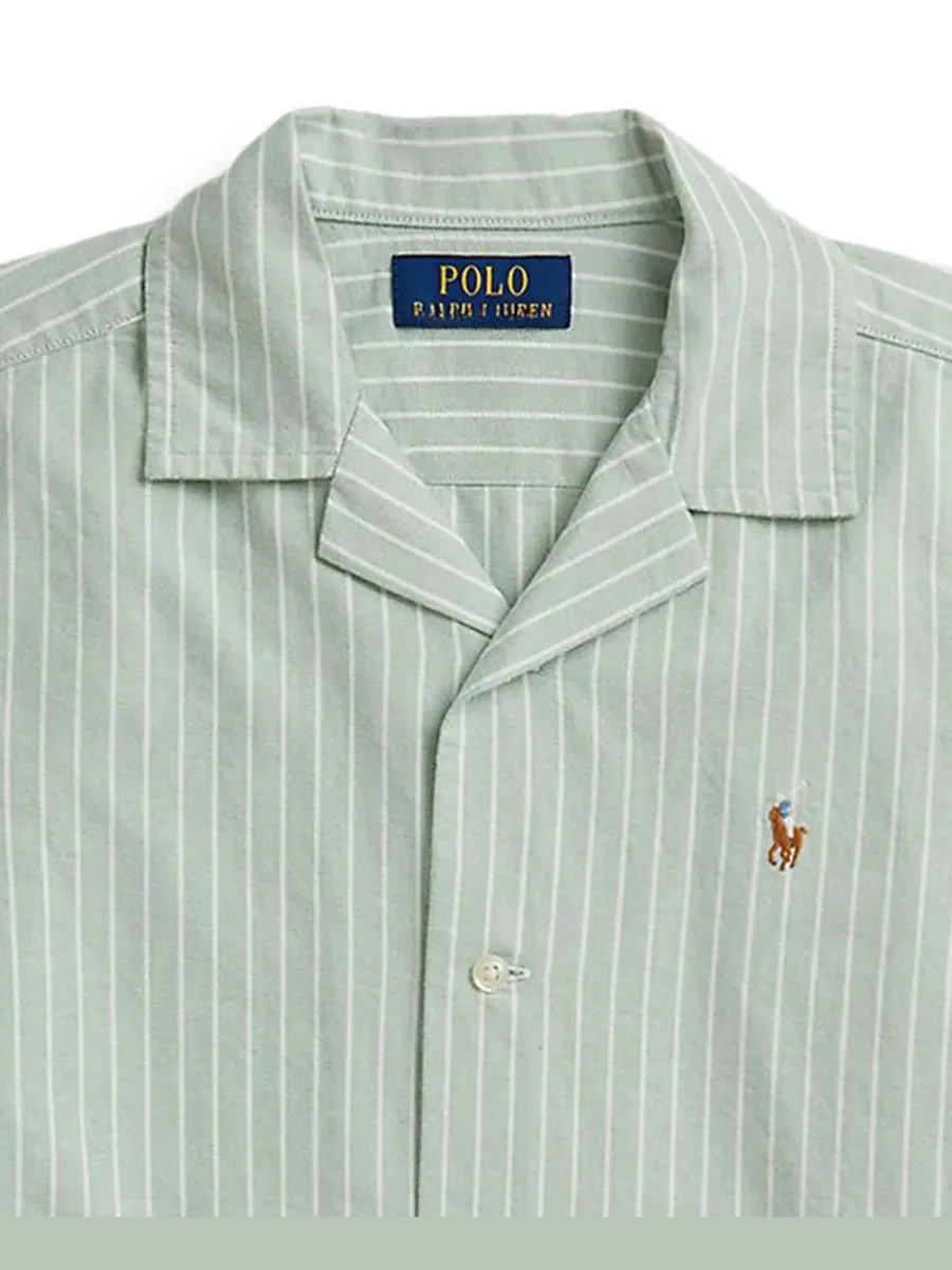 Рубашка в полоску «Оксфорд» для мальчиков 8-20 лет Polo Ralph Lauren — изображение 3 из 3, зеленый