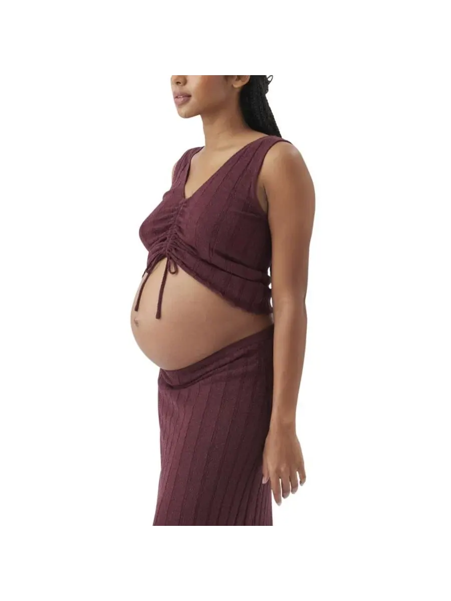 Вязаный комплект для беременных "Ripe Misha" в рубчик Ripe Maternity — изображение 2 из 6, коричневый