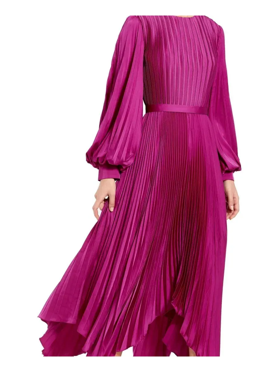 Платье миди из атласа с платочным подолом Petite Pleated Charmeuse Midi Dress with Handkerchief Hem — изображение 3 из 3
