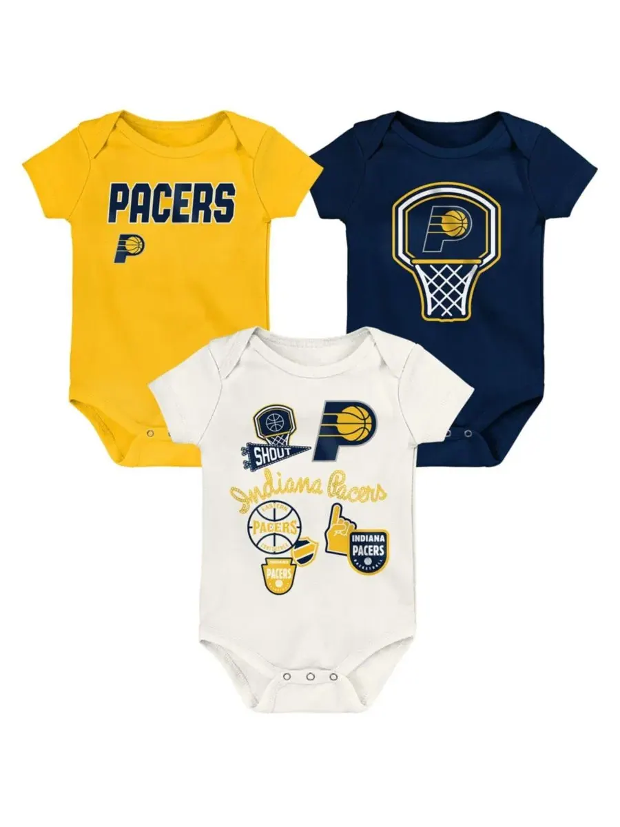 Комплект из 3 боди с коротким рукавом, с принтом Indiana Pacers Outerstuff — золотистый