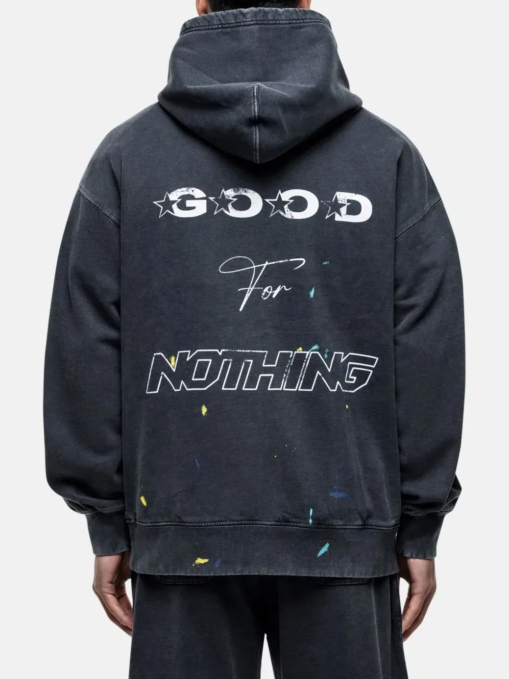 Худи свободного кроя с принтом Nevada Paint Good For Nothing — изображение 2 из 6, черный