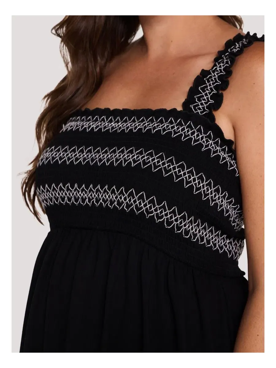 Беременным топ-майка с вышивкой Smocked Embroidery Motherhood Maternity — изображение 5 из 5, черный
