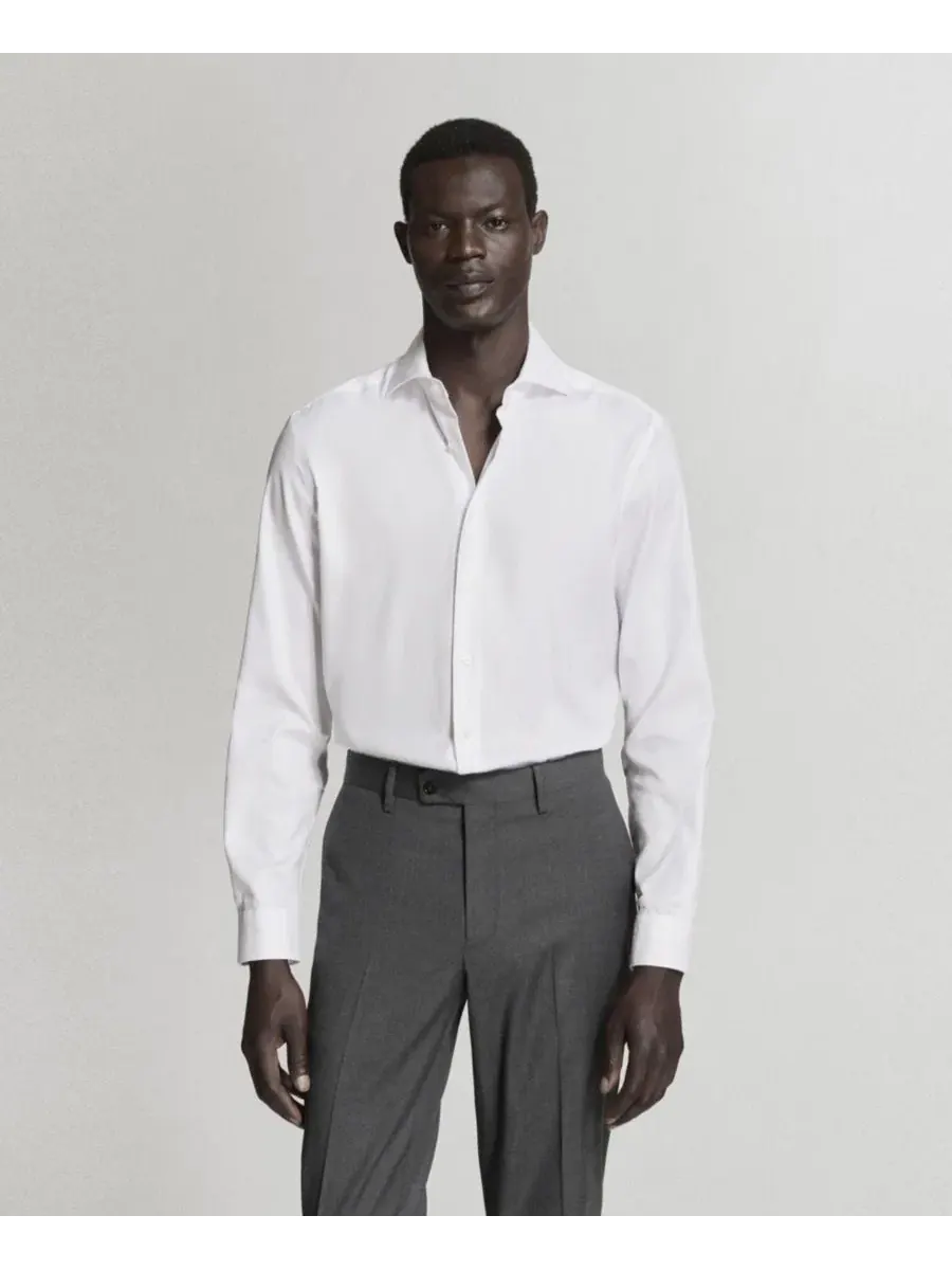 Рубашка классическая с длинным рукавом Slim Fit MANGO — изображение 1 из 7, белый