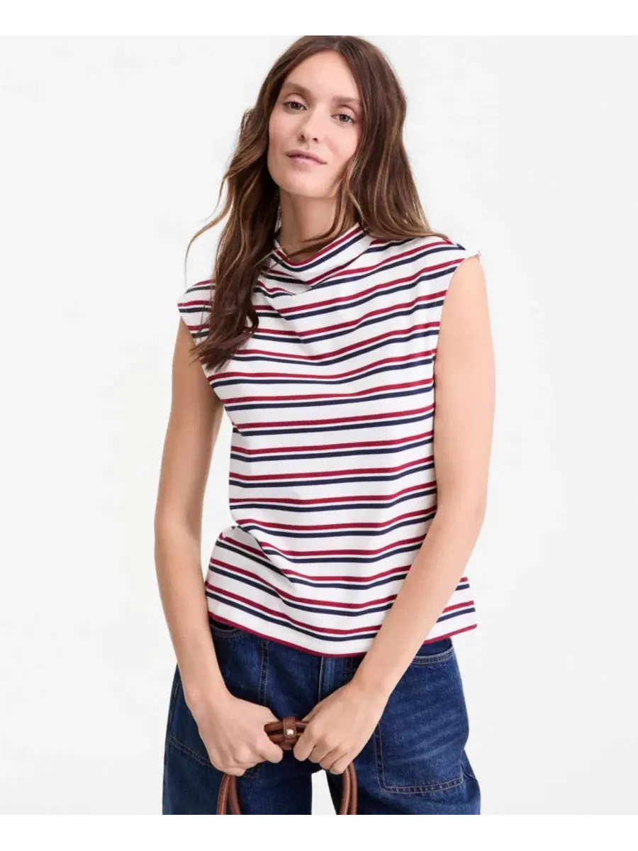 Женская футболка без рукавов с воротником-стойкой, модель Funnel Neck Sleeveless On 34th — изображение 1 из 6, слоновая кость