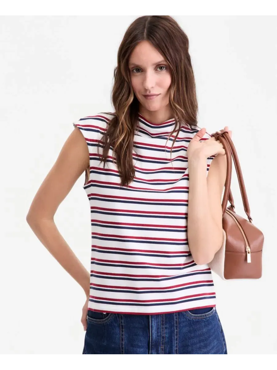 Женская футболка без рукавов с воротником-стойкой, модель Funnel Neck Sleeveless On 34th — изображение 2 из 6, слоновая кость