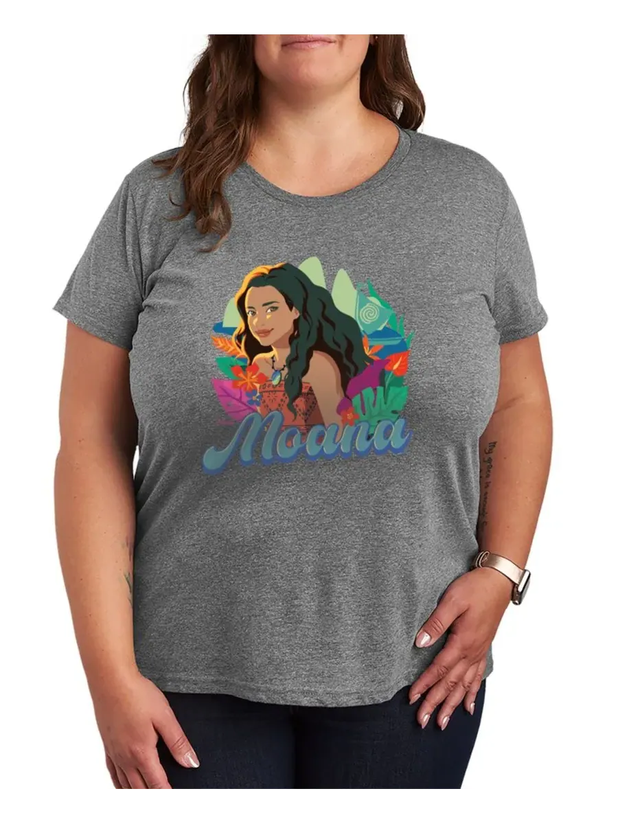Футболка с коротким рукавом и принтом Moana Floral, Plus Size Hybrid Apparel — изображение 1 из 3, серый