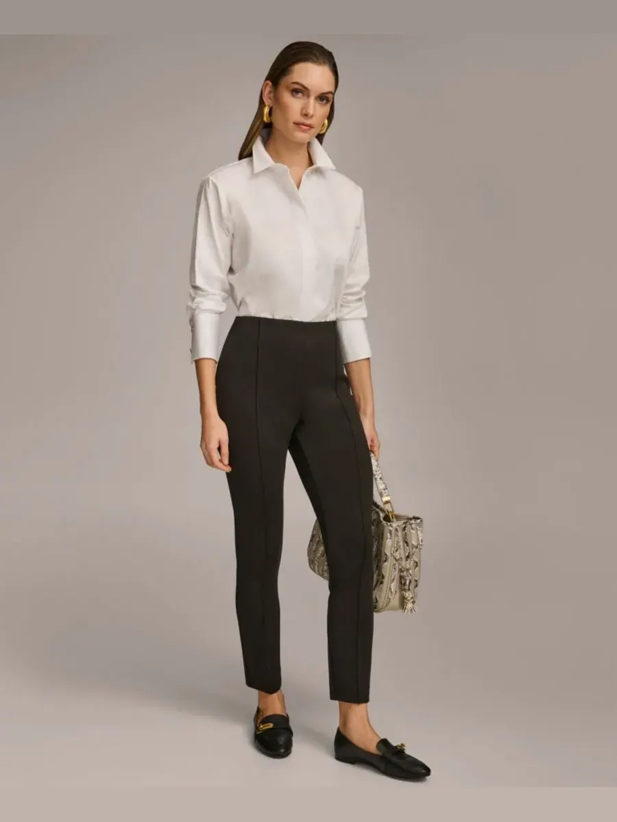 Укороченные брюки средней посадки длиной до щиколотки Donna Karan New York — изображение 1 из 9, черный