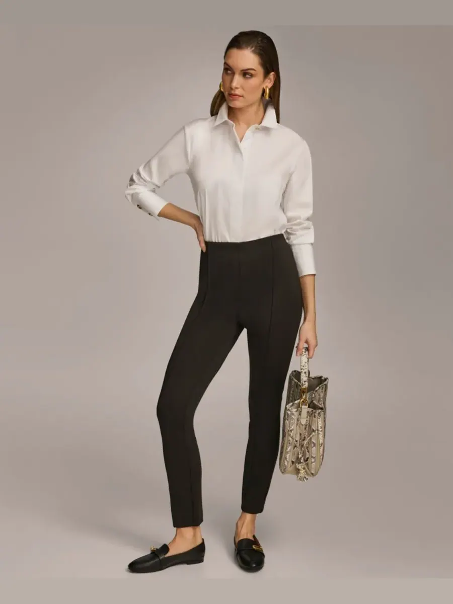 Укороченные брюки средней посадки длиной до щиколотки Donna Karan New York — изображение 2 из 9, черный