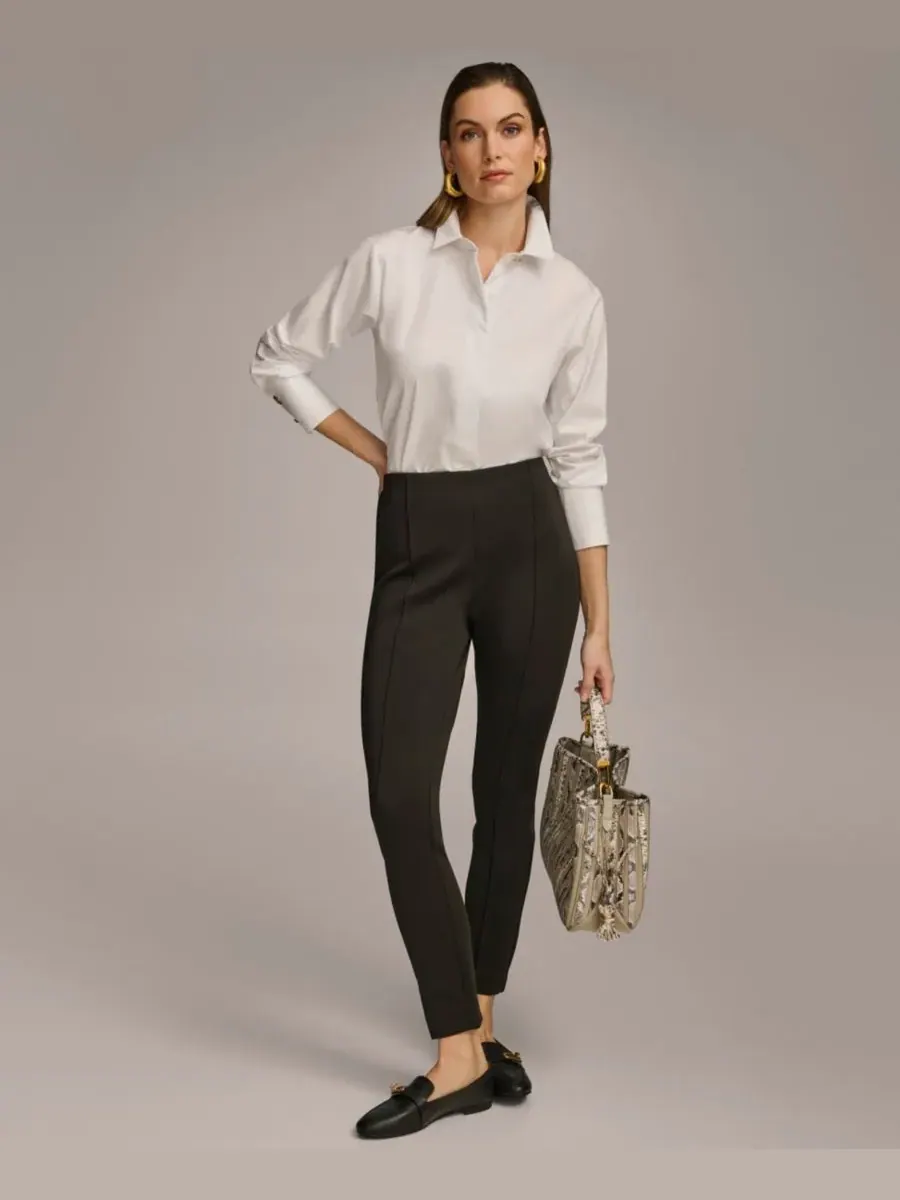 Укороченные брюки средней посадки длиной до щиколотки Donna Karan New York — изображение 3 из 9, черный