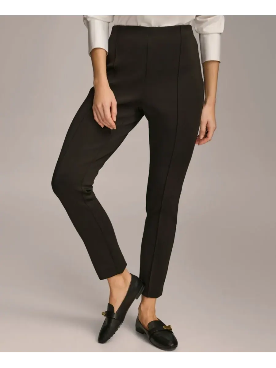 Укороченные брюки средней посадки длиной до щиколотки Donna Karan New York — изображение 5 из 9, черный