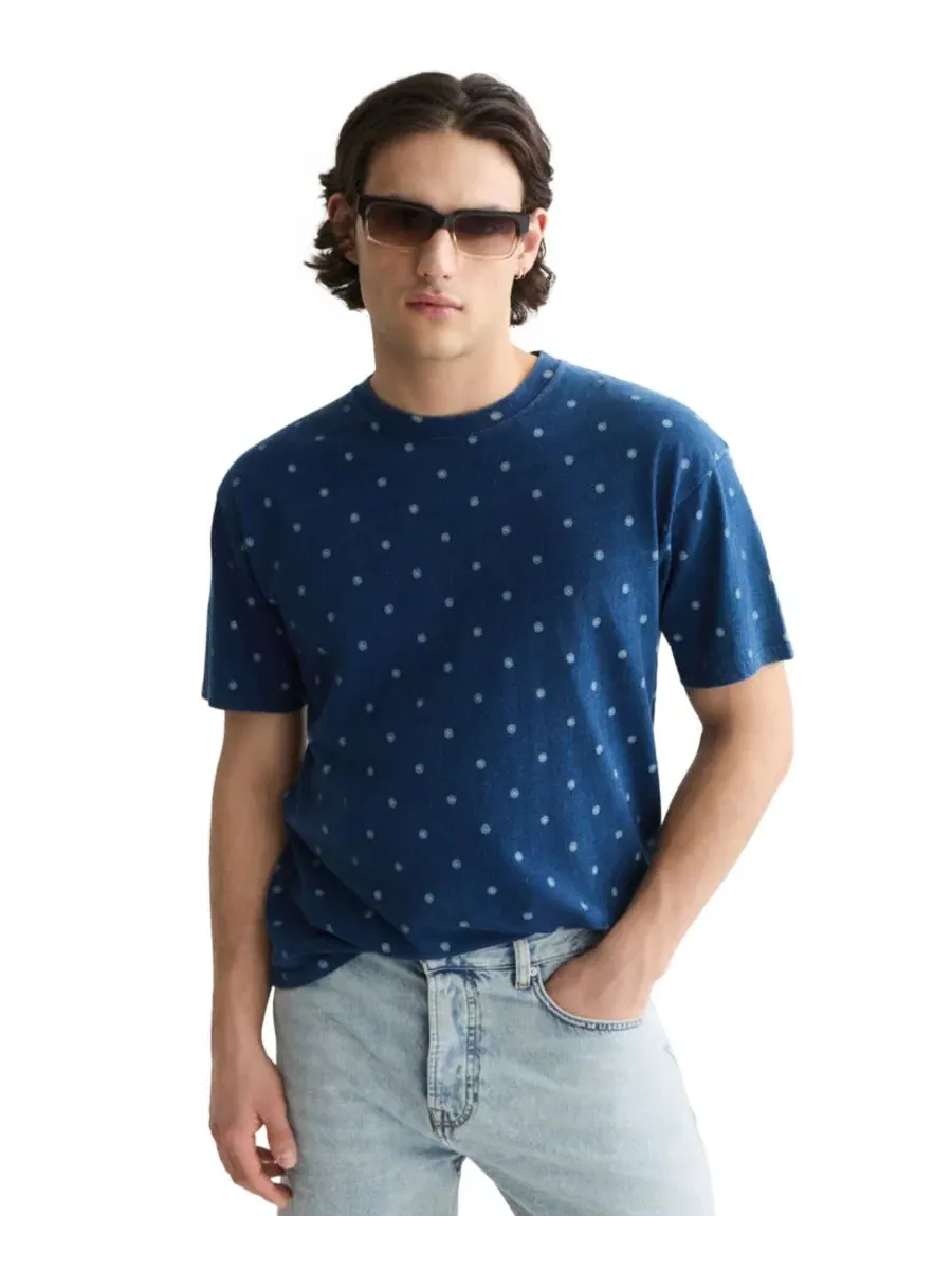 Мужская футболка из хлопка с микропринтом SCOTCH & SODA — изображение 1 из 6, индиго