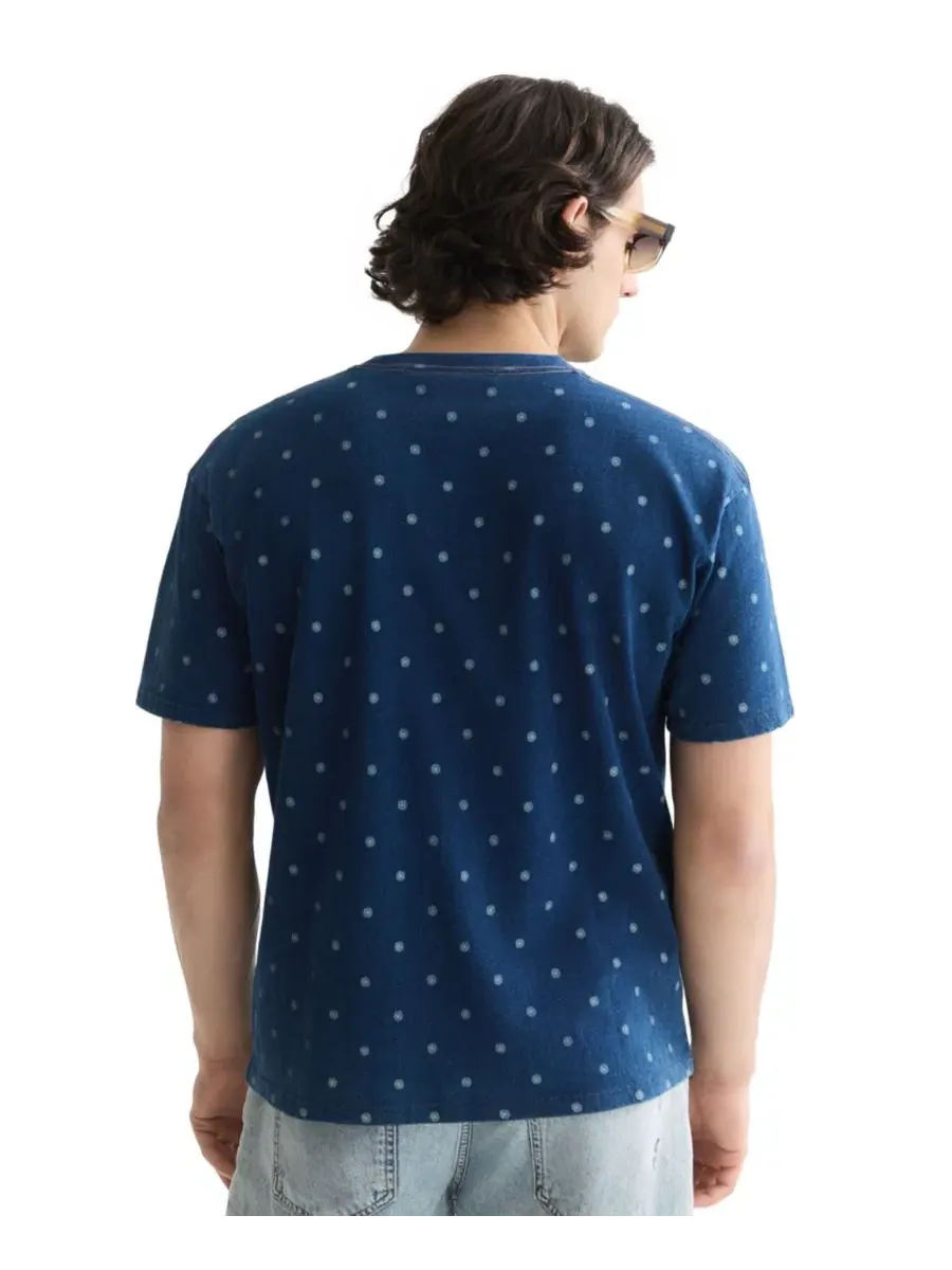 Мужская футболка из хлопка с микропринтом SCOTCH & SODA — изображение 4 из 6, индиго