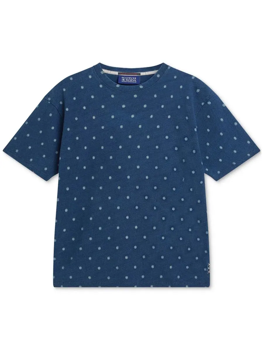 Мужская футболка из хлопка с микропринтом SCOTCH & SODA — изображение 5 из 6, индиго