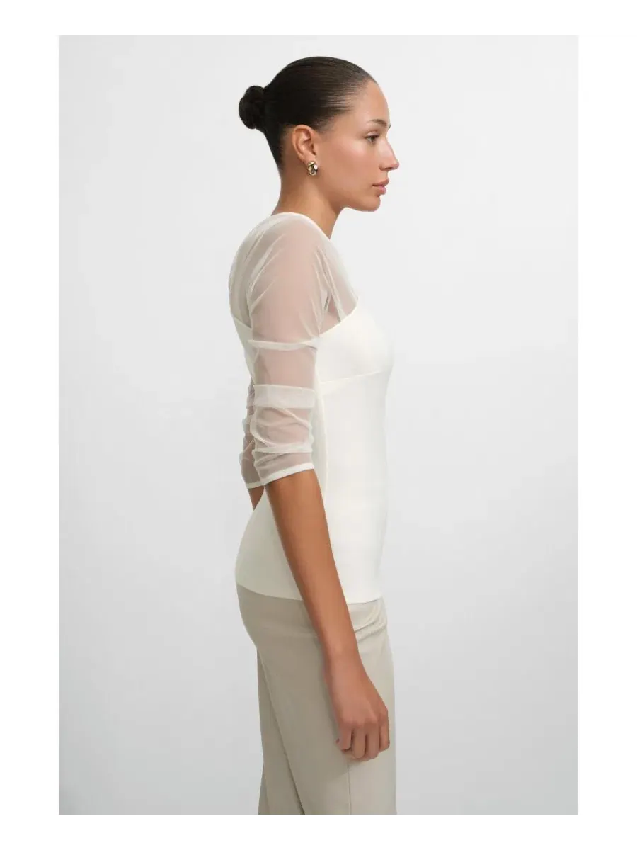 Топ-водолазка с сетчатым рукавом Reva Top Marcella — изображение 2 из 7, белый