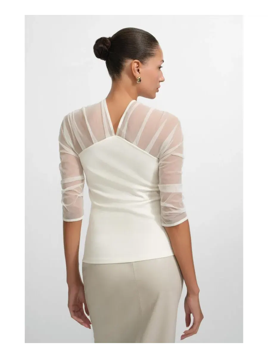 Топ-водолазка с сетчатым рукавом Reva Top Marcella — изображение 3 из 7, белый