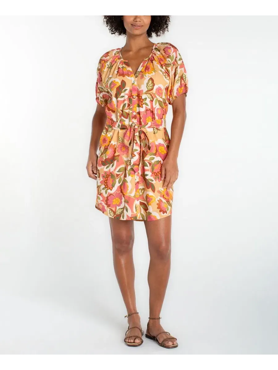 Женское мини-платье с цветочным узором Liverpool Los Angeles — изображение 1 из 3, бежевый мульти