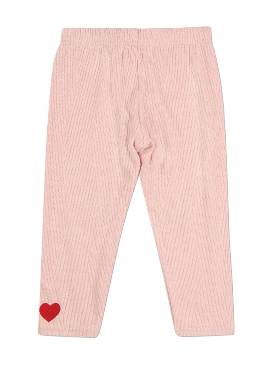 Комплект из футера с сердцем, модель Heart Embroidered Textured MeMoi — изображение 3 из 3, розовый