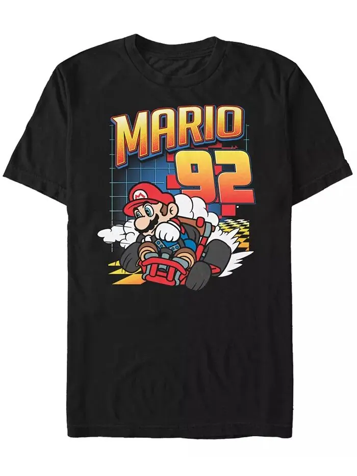 Футболка с коротким рукавом Nintendo для мужчин Mario Kart Racer номер 92 Fifth Sun — изображение 1 из 1, черный