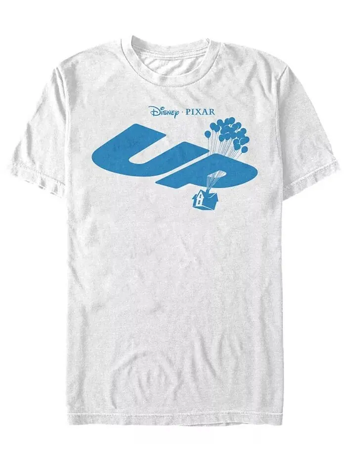 Футболка с коротким рукавом для мужчин Disney Pixar Up Blue Balloon House Logo Fifth Sun — изображение 1 из 1, белый