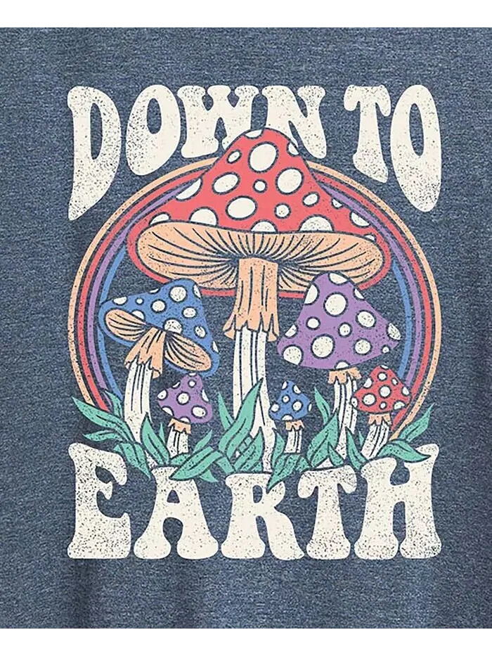 Трендовая футболка размера плюс с принтом гриба Down to Earth Hybrid Apparel — изображение 3 из 3, синий