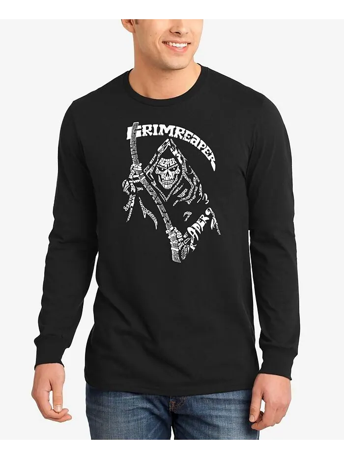 Мужская футболка с длинным рукавом Grim Reaper Word Art LA Pop Art — изображение 1 из 3, черный