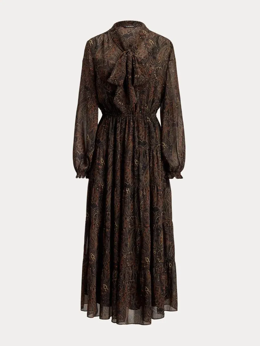 Платье-трапеция с длинным рукавом и принтом пейсли Lauren Ralph Lauren — изображение 6 из 7, черный мульти