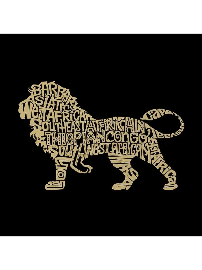 Мужская футболка с длинным рукавом Word Art – Лев LA Pop Art — изображение 2 из 2, черный