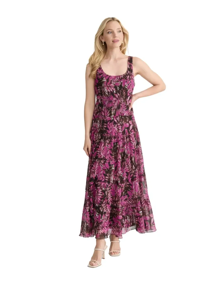 Платье-макси с принтом, без рукавов, Petite Printed Scoop Neck Maxi Dress Jones New York — изображение 1 из 4, орхидея