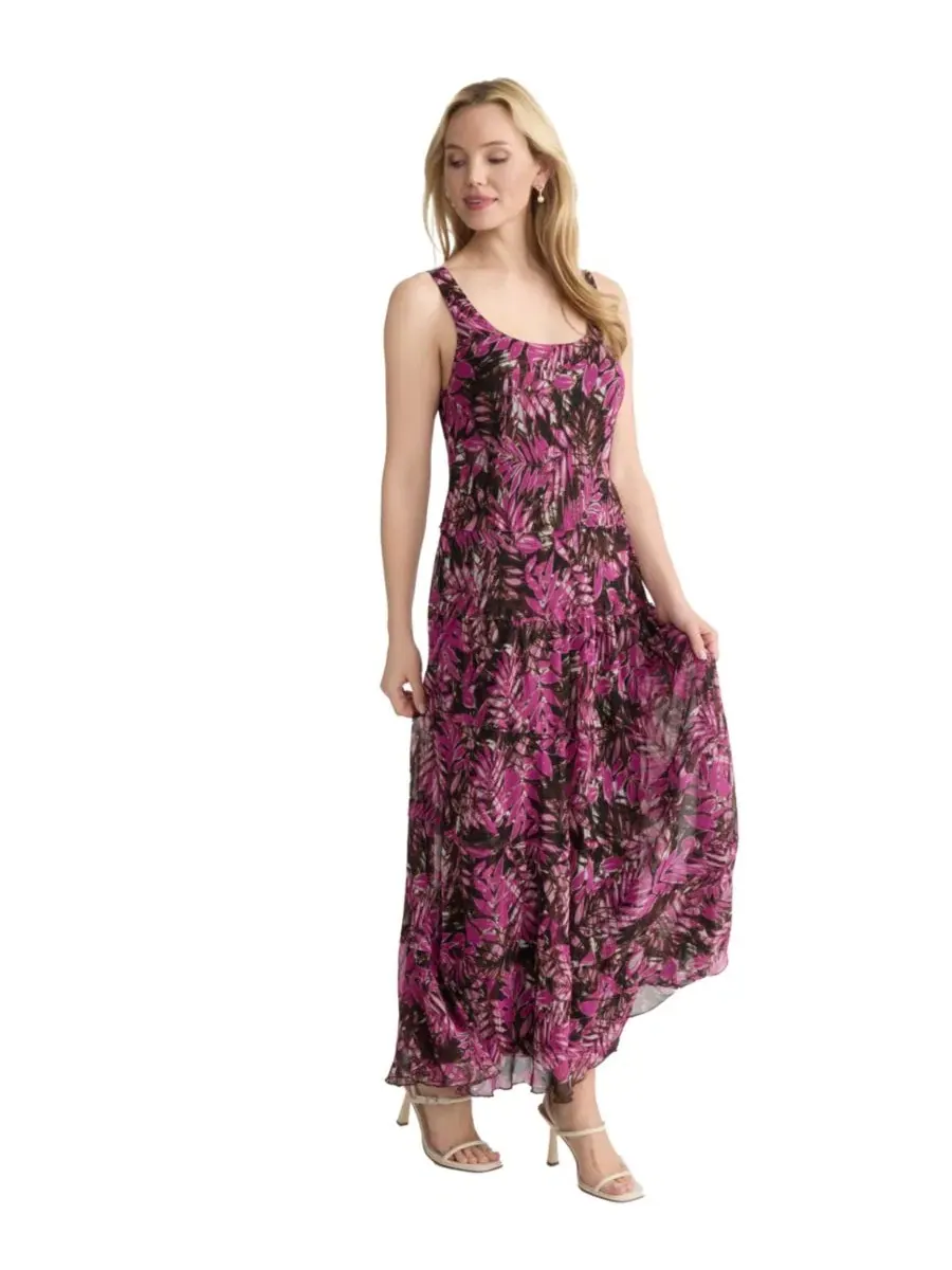 Платье-макси с принтом, без рукавов, Petite Printed Scoop Neck Maxi Dress Jones New York — изображение 2 из 4, орхидея