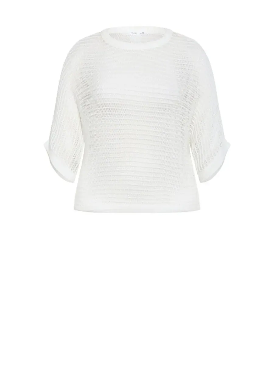 Топ-пуловер с широкими рукавами Crochet Knit Resort Top CITY CHIC — изображение 4 из 5, крем